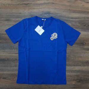 Moncler Men Logo Print Blue T-Shirt